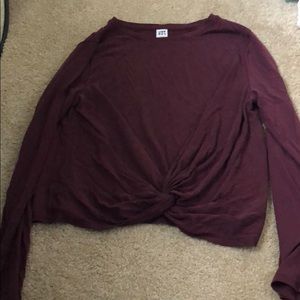 Maroon Long Sleeve Workout Top